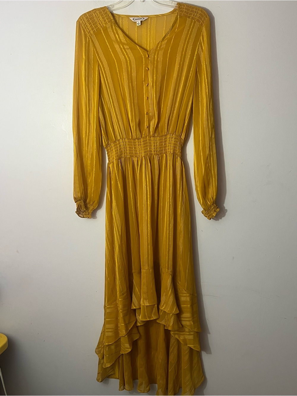 Nanette Nanette Lepore Dress Size 10 Mustard Gold High Low Metallic Stripe